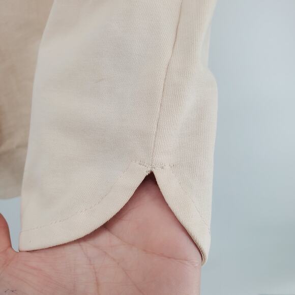 J.Crew Lux Gold Metallic Tweed Black Sleeve Cotton Cream Stretch Blouse Small - Picture 6 of 12